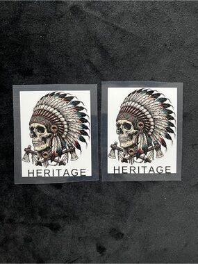 Heritage Indian Skull High Quality 3” Sticker Decal Lot of 2